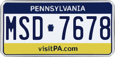 PA license plate MSD7678