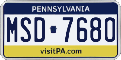 PA license plate MSD7680