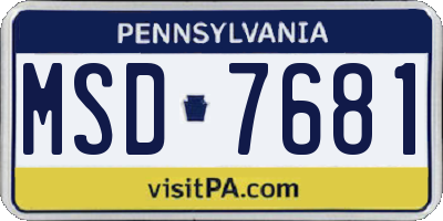 PA license plate MSD7681