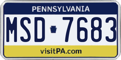 PA license plate MSD7683