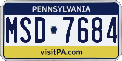 PA license plate MSD7684