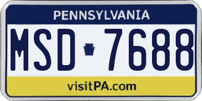 PA license plate MSD7688