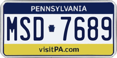 PA license plate MSD7689