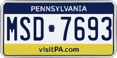 PA license plate MSD7693