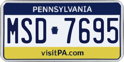 PA license plate MSD7695