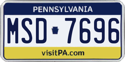 PA license plate MSD7696