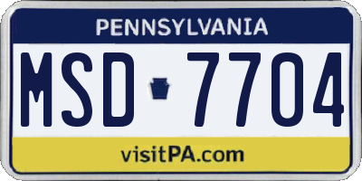 PA license plate MSD7704