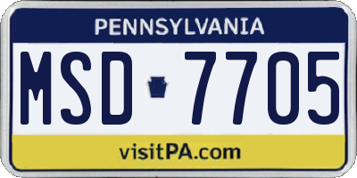 PA license plate MSD7705