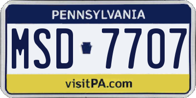 PA license plate MSD7707
