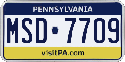 PA license plate MSD7709