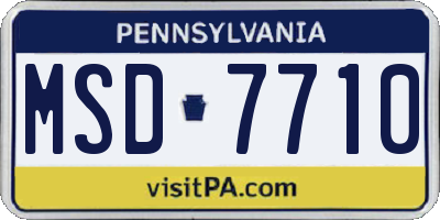 PA license plate MSD7710