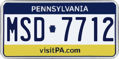 PA license plate MSD7712
