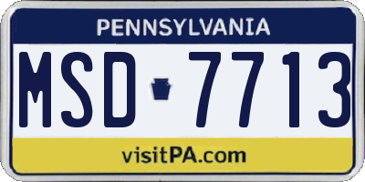 PA license plate MSD7713