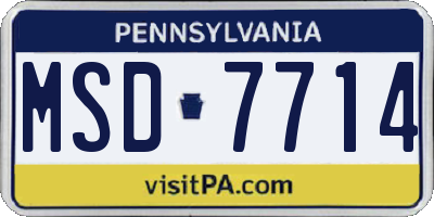 PA license plate MSD7714