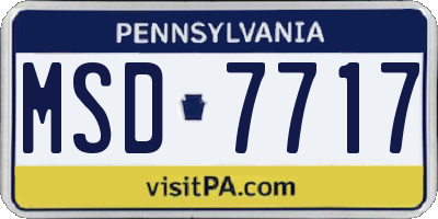 PA license plate MSD7717