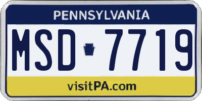 PA license plate MSD7719
