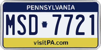 PA license plate MSD7721