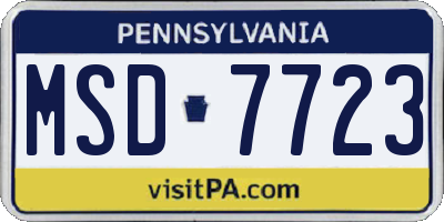 PA license plate MSD7723