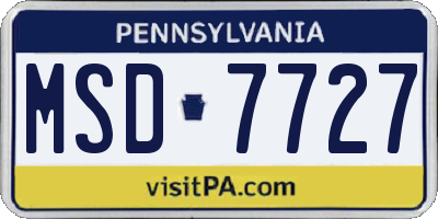 PA license plate MSD7727