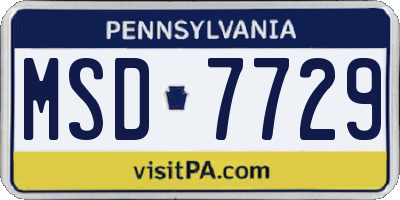 PA license plate MSD7729