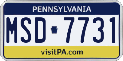 PA license plate MSD7731