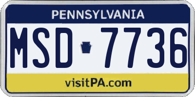 PA license plate MSD7736