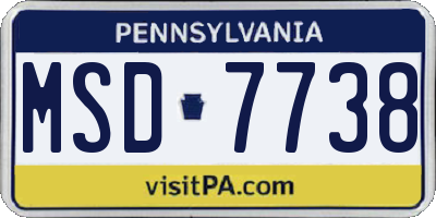 PA license plate MSD7738