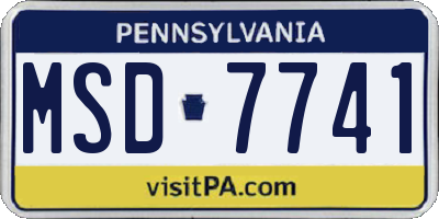 PA license plate MSD7741