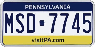 PA license plate MSD7745