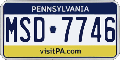 PA license plate MSD7746