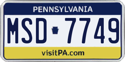 PA license plate MSD7749