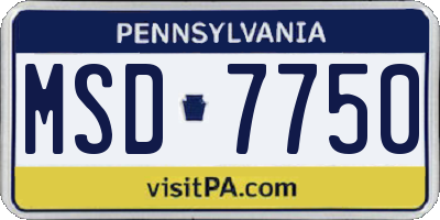 PA license plate MSD7750