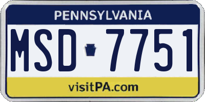 PA license plate MSD7751