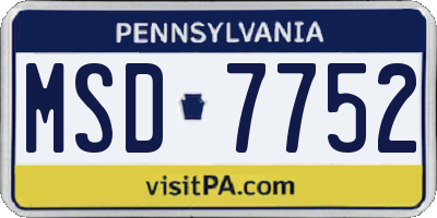 PA license plate MSD7752
