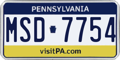 PA license plate MSD7754