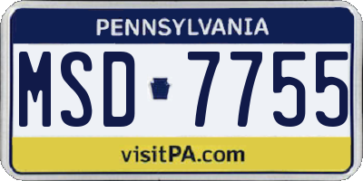 PA license plate MSD7755