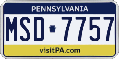 PA license plate MSD7757