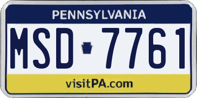 PA license plate MSD7761