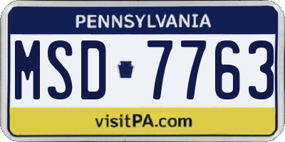 PA license plate MSD7763