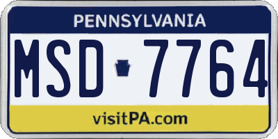 PA license plate MSD7764
