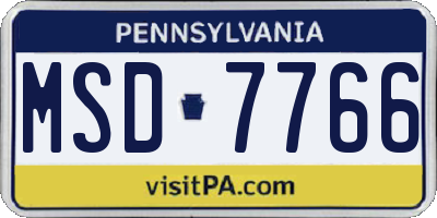 PA license plate MSD7766