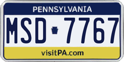 PA license plate MSD7767