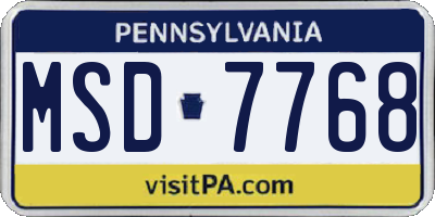 PA license plate MSD7768