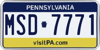PA license plate MSD7771