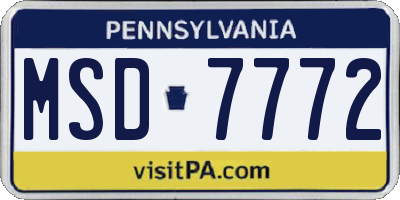 PA license plate MSD7772