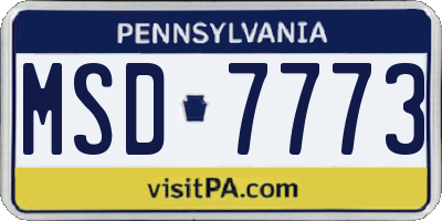 PA license plate MSD7773