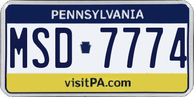 PA license plate MSD7774