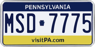 PA license plate MSD7775