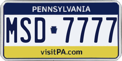 PA license plate MSD7777