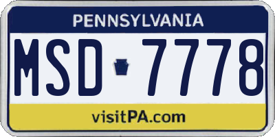PA license plate MSD7778